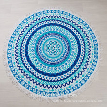 Wonderfully bohemian blue Mandala design Round beach towel BT-539 China Supplier